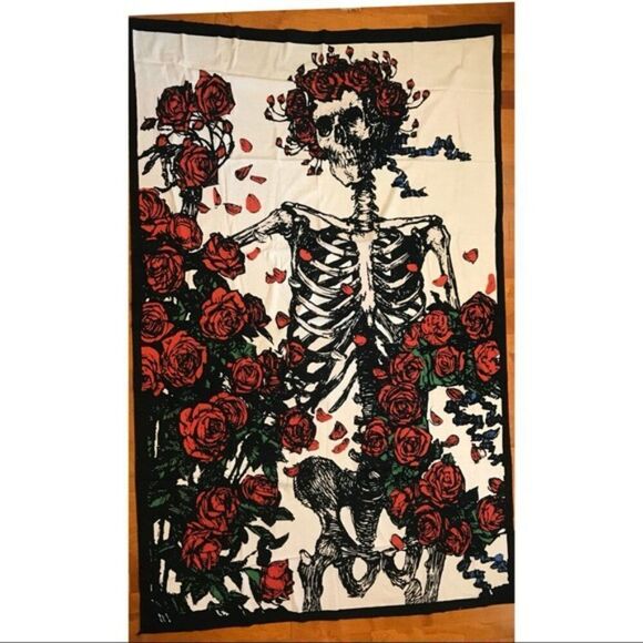 Grateful Dead Other - Bertha tapestry Grateful Dead skeleton roses festival sheet blanket